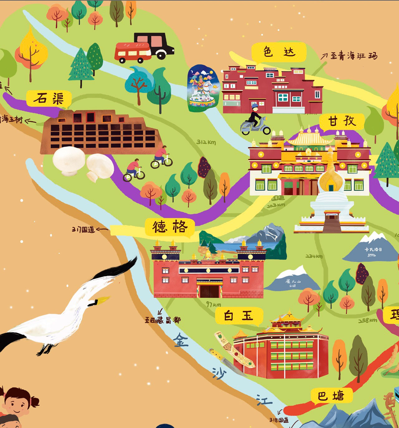 文儒镇手绘地图景区的文化宝库