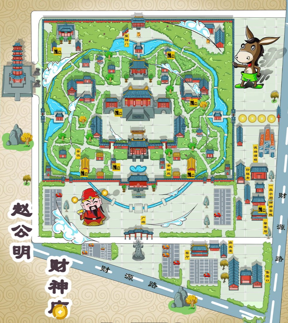 文儒镇寺庙类手绘地图